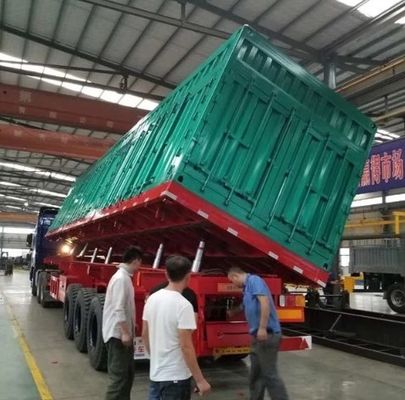 3軸サイドドロップティッパーダンプ28トンの着陸車輪とカスタマイズされた半トレーラー