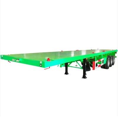タイヤスペック.三角形3軸 50トンのフラットベッドサイズ12.4mコンテナフラットベッド半トレーラー