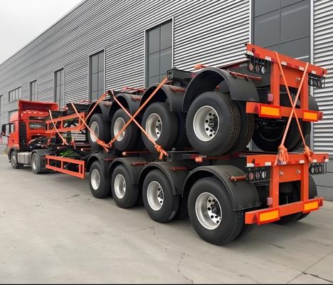より人気 赤い 黄色の 50T 3 アクセル 骨格 半トレーラー 20ft 40ft コンテナ