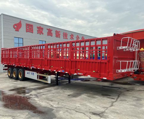 3軸 40-80tons ドロップ サイド 家畜 農場 サイド 壁 フェンス 半トラック トレーラー 直接