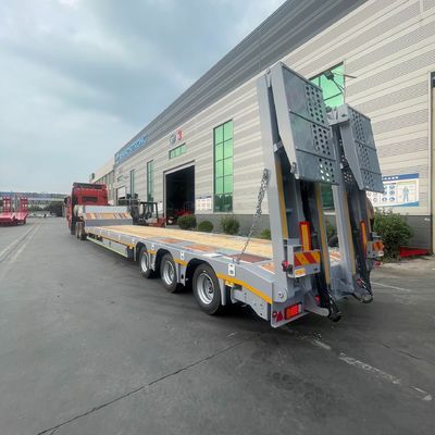 空中懸垂 3軸 40~80トン 掘削機やドーザー用 低床半トレーラー