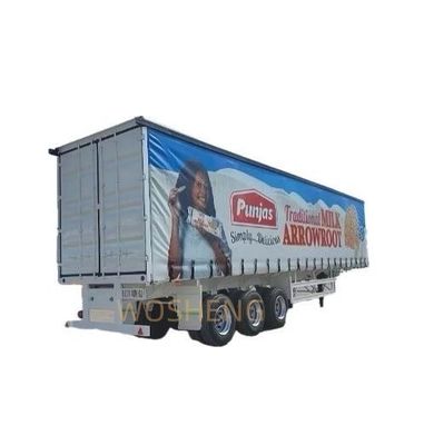 Wosheng 3 Axles 40FT 45FT PVC タールパウリン サイドカーテン サスペンションシステム付きセミトレーラー