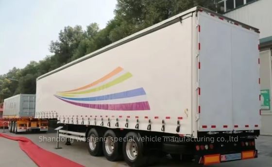 Wosheng 3 Axles 40FT 45FT PVC タールパウリン サイドカーテン サスペンションシステム付きセミトレーラー