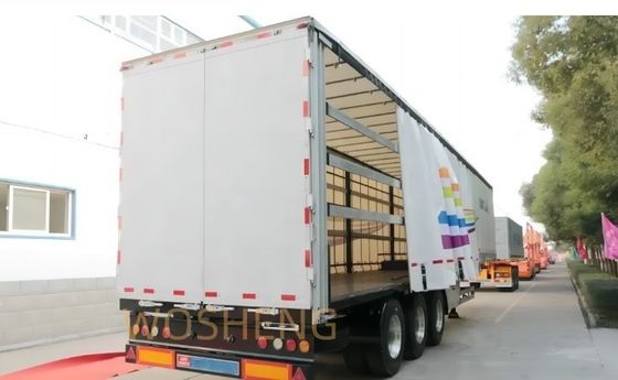 Wosheng 3 Axles 40FT 45FT PVC タールパウリン サイドカーテン サスペンションシステム付きセミトレーラー