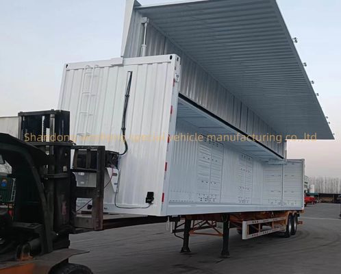 3軸 30/40tons ロジスティック 翼幅 オープン ボックス 鋼式 懸垂 システム 付き 半トレーラー