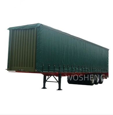 Wosheng 3 アクセル グリーン 40ft 45ft PVCカーテンサイドセミトレーラー 13T 16T BPW/FUWA アクセル