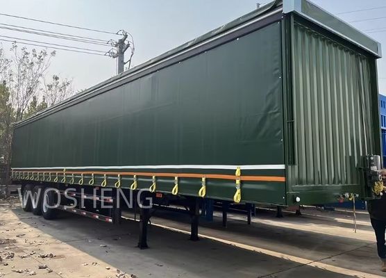 Wosheng 3 アクセル グリーン 40ft 45ft PVCカーテンサイドセミトレーラー 13T 16T BPW/FUWA アクセル