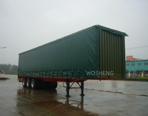 Wosheng 3 アクセル グリーン 40ft 45ft PVCカーテンサイドセミトレーラー 13T 16T BPW/FUWA アクセル