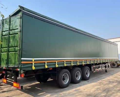 Wosheng 3 アクセル グリーン 40ft 45ft PVCカーテンサイドセミトレーラー 13T 16T BPW/FUWA アクセル
