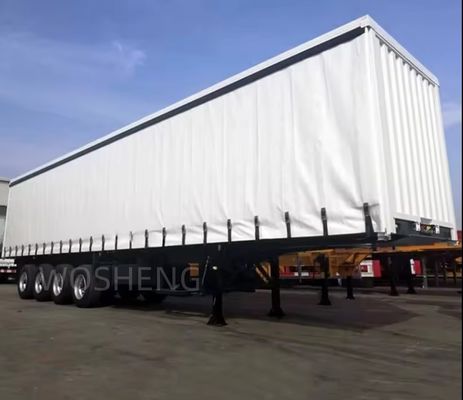 40tons マックスペイロード 三軸 閉ざされた貨物箱 パーソナライズ可能なサイドカーテンを持つセミトレーラー