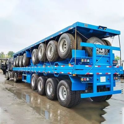 最大重荷 100tons 3軸の平床コンテナ 重荷トラック用平面半トレーラー