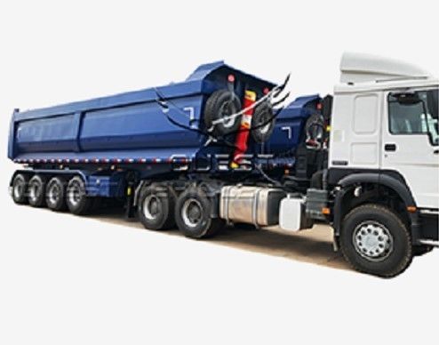 40~80t 後ろのダンプ半トレーラー 双線ブレーキシステムと高積載容量