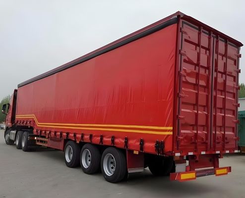 双線ブレーキシステム WABCO 三軸 60 トンの横カーテン トレーラー