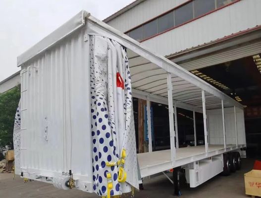 三軸 40ft 45ft カーテンサイド タールパウリン 繊維 飲み物と野菜のための半トレーラー