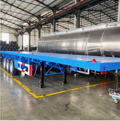 30~80トンの荷重を積む3軸半トレーラー コンテナ輸送機 平床トラックトレーラー