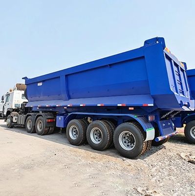 80T デュアルラインブレーキシステム U 形 鉄 液圧 傾斜 傾斜 後ろ ダンプ 半トレーラー