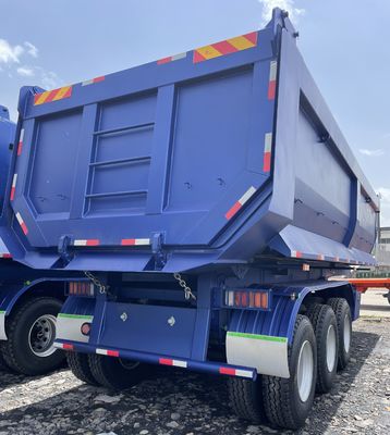 80T デュアルラインブレーキシステム U 形 鉄 液圧 傾斜 傾斜 後ろ ダンプ 半トレーラー