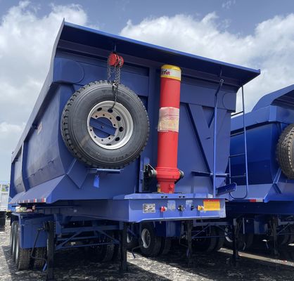80T デュアルラインブレーキシステム U 形 鉄 液圧 傾斜 傾斜 後ろ ダンプ 半トレーラー