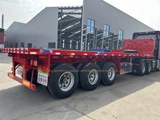 耐久性 Q345B スチール メインビーム 20FT 40FT コンテナ輸送のためのフラットベッドセミトレーラー