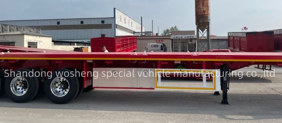 耐久性 Q345B スチール メインビーム 20FT 40FT コンテナ輸送のためのフラットベッドセミトレーラー