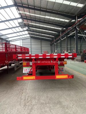耐久性 Q345B スチール メインビーム 20FT 40FT コンテナ輸送のためのフラットベッドセミトレーラー