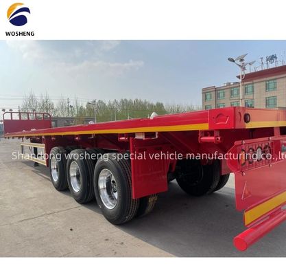 Wosheng フラットベッド トラック トレーラー 3.5 &quot;90mm キングピンと 28t 重荷着陸装置