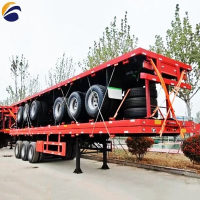 Wosheng フラットベッド トラック トレーラー 3.5 &quot;90mm キングピンと 28t 重荷着陸装置