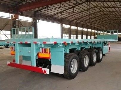 20FT 40FT コンテナ輸送のための機械式懸垂4軸平床半トレーラー