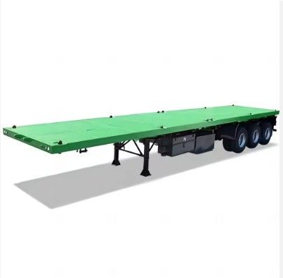 タイヤスペック.三角形3軸 50トンのフラットベッドサイズ12.4mコンテナフラットベッド半トレーラー