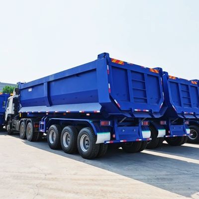 調節可能な9300*2500*3450mm 28t着陸装置の水力後部ダンプティッパートレーラー