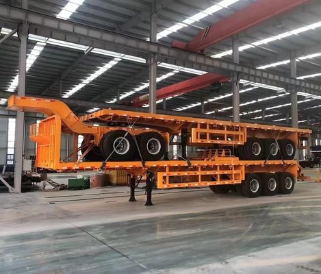200tons マックスペイロード コンテナ輸送のためのWoshengダブルリンクフラットベッド半トレーラー