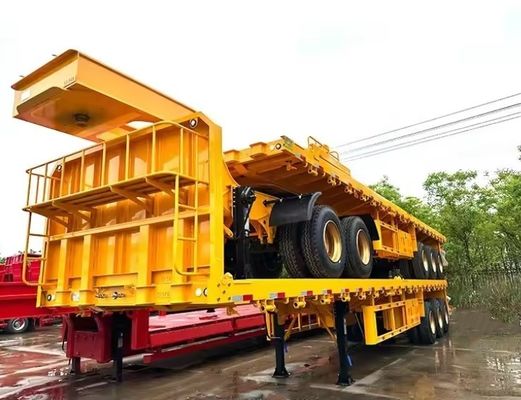 200tons マックスペイロード コンテナ輸送のためのWoshengダブルリンクフラットベッド半トレーラー