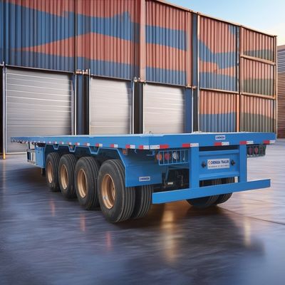 トランスポートソリューション 50000kg最大重荷の直立3〜4軸平床半トレーラー