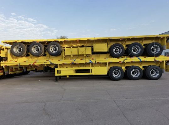 20T-80T 3軸貨物トレーラー 12400*2610*1550mmの貨物を輸送するための平床半トレーラー