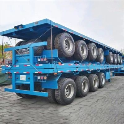 40 FT 2 3軸 機械式懸垂と12R22.5タイヤのフラットベッド半トラックトレーラー