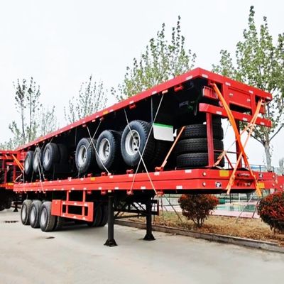 プロのカスタマイズされた色 20-80tons 3軸 40FTコンテナフラットベッドセミトレーラー