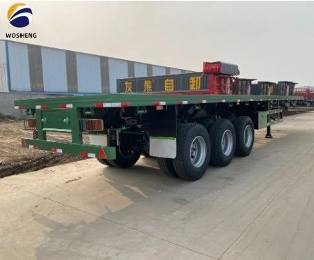 高重荷容量とダブルラインブレーキシステムを持つカスタムフラットベッド半トレーラー