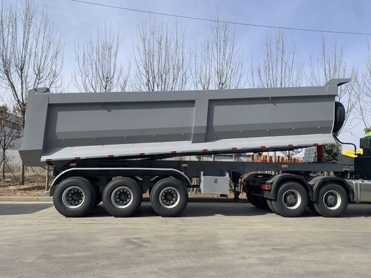 Q345B / T700 鉱石輸送のための鋼鉄本軸4軸後部ダンプ半トレーラー