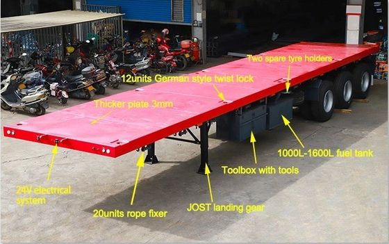 フラットベッド コンテナ 半トレーラー 40FT 45FT 48FT 輪 9.00-22.5 オプション 12400*2610*1550mm