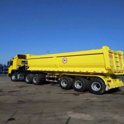 50t 3軸の正方形の後部ダンプ半トレーラー