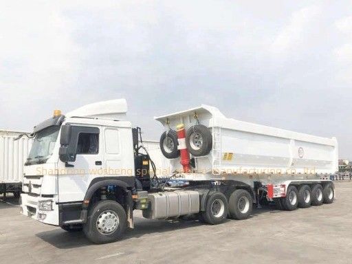 60T 容量 角形 砂石 穀物 輸送のための 後ろのダンプ 半トレーラー