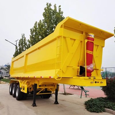 重荷用水力シリンダー3軸 45cbm 50cbm トラック用 U型後向き傾斜ダンプトレーラー