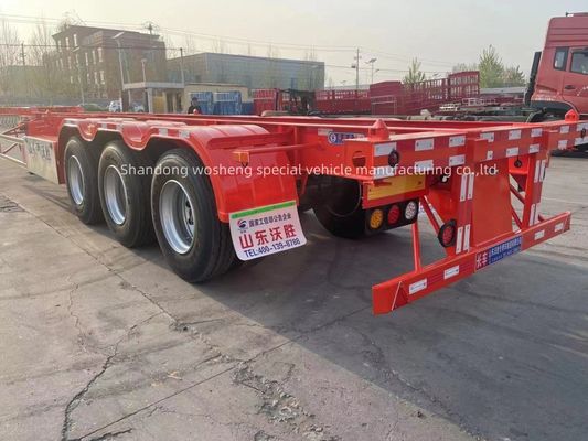 12400x2500x1550mm 3軸鋼製チャシ 40FT 伸縮式骨格コンテナ 12回転ロック付き半トレーラー