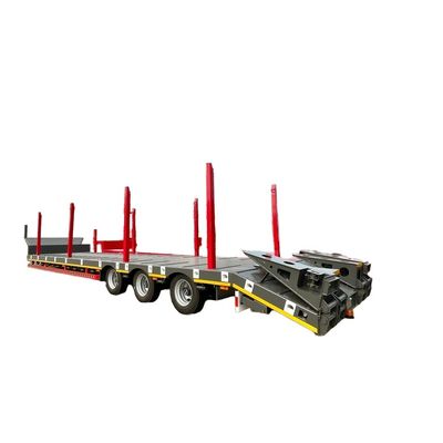 80トンの3軸の重用グースネック水力ランプ ローローダー/ローベッド/ローボーイ半トレーラー