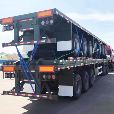 4軸 20FT 40FT 平床半トラックトレーラー コンテナ 12R22.5タイヤ付き半トレーラー