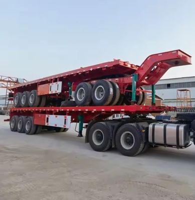 20FT 40FT ダブルリンク フラットベッド半トラック トレーラー AIR/機械式懸垂