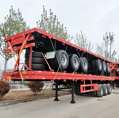 最も人気のある20FT40FT45FTコンテナ・チャシのために13ton*3軸のフラットベッド半トレーラー