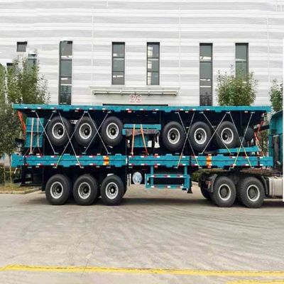 3軸 20FT 40FT コンテナ シャーシ フラットベッド 鉄鋼素材のセミトラック トレーラー