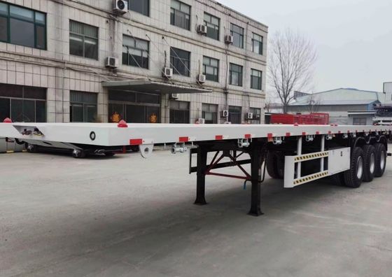 28t 重荷着陸機 安全なコンテナ配送のためのパーソナライズされたフラットベッド半トレーラー