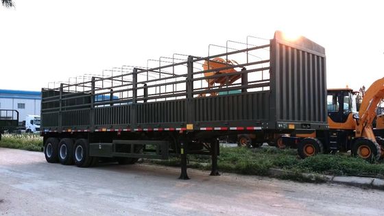 40-80トンの3軸側壁フェンス 貨物半トレーラー 重荷着陸車 28t